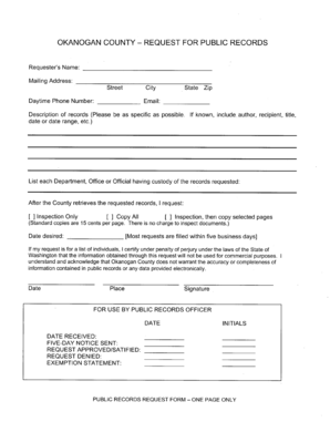 Okanogan County Public Records Request Form