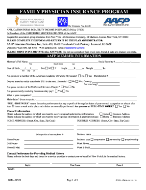 Disability Income Insurance Application Form