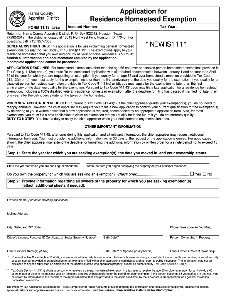 homestead exemption form Preview on Page 1.