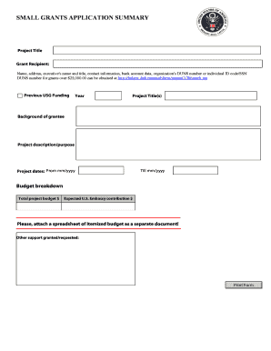 Small Grants Application Form