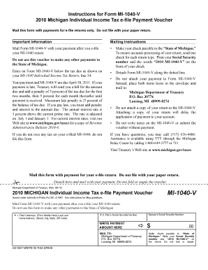 2010 Michigan Income Tax e-file Payment Voucher