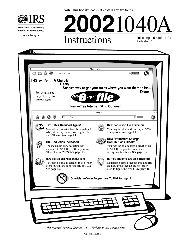 2002 Instruction(s) 1040A - IRS - irs Preview on Page 1