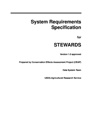 systems requirements specifications for stewards form