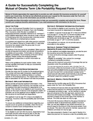 Mutual Of Omaha Term Life Portability Request Form - Fill and Sign