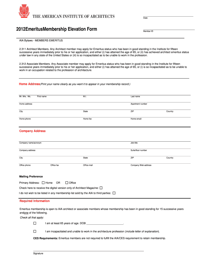 2012EmeritusMembership Elevation Form - AIA DC Preview on Page 1