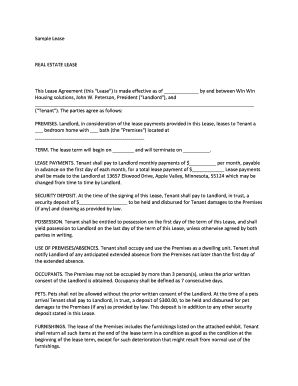 real estate rental lease form