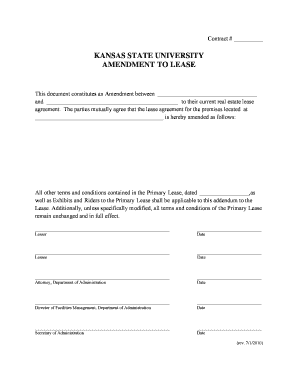 Real Estate Lease Amendment - Kansas State University - eforms ksu