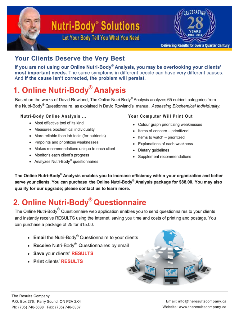 nutri body questionnaire Preview on Page 1