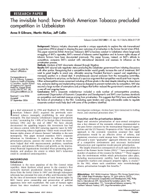 The invisible hand: how British American Tobacco precluded ... - cgch lshtm ac