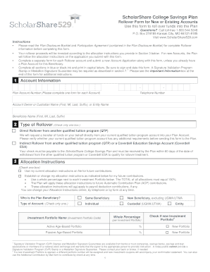 ScholarShare College Savings Plan Rollover Form