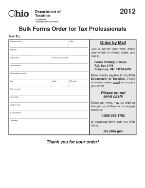 Bulk Forms Order for Tax Professionals - the Ohio Department of ... - tax ohio
