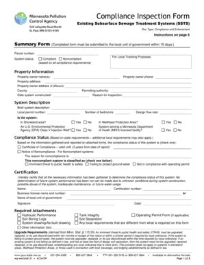 Compliance Inspection Form for Existing SSTS