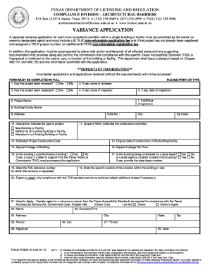 tdlr variance application example form