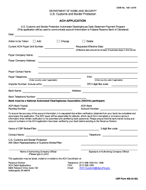 us customs application for eft form