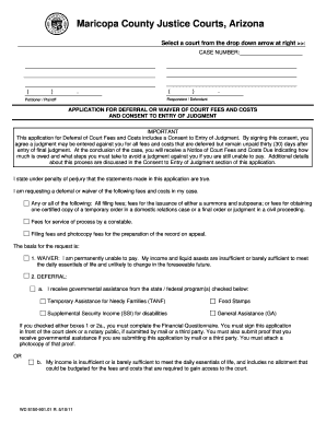 maricopa county justice court application to waive form