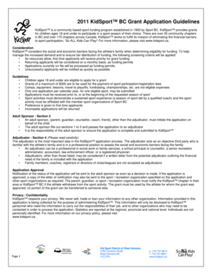 2011 KidSport BC Grant Application