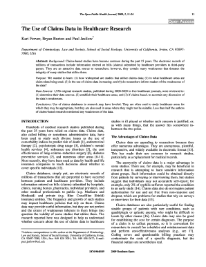 The Use of Claims Data in Healthcare Research - Bentham Science ...