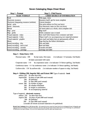 Seven Cataloging Steps Cheat Sheet - Infopeople - infopeople