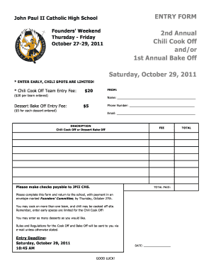 chili cook off forms