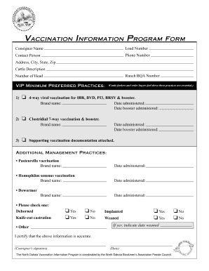 Vaccination Information Program Form