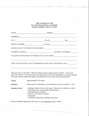 louis bay jr future municipal leaders scholarship form