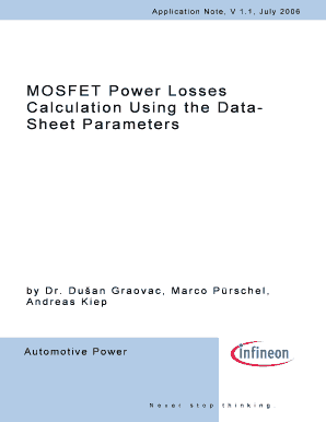 Computation sheet - mosfet power losses calculation using the datasheet parameters