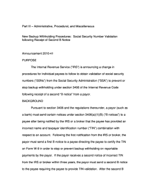 IRS Backup Withholding Procedures