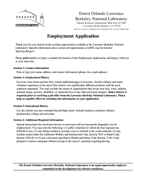 Lawrence Berkeley National Laboratory Employment Application
