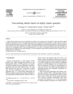 fast melting tablets based on highly plastic granules