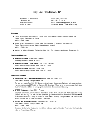 curriculum vitae form