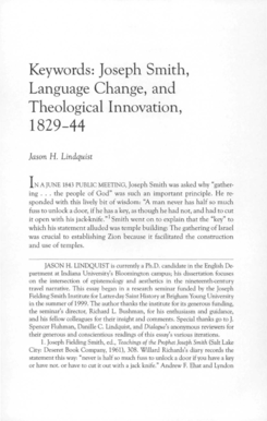 Keywords: Joseph Smith, Language Change, and Theological ...