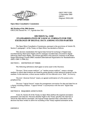 DECISION No. 12/05 STANDARDIZATION OF LOGICAL FORMATS ... - state