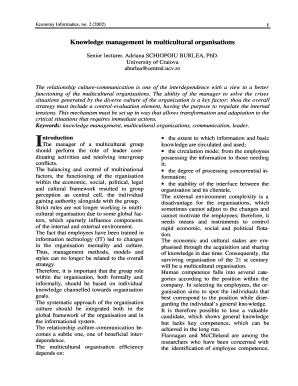 Knowledge management in multicultural ... - Economy Informatics - economyinformatics ase