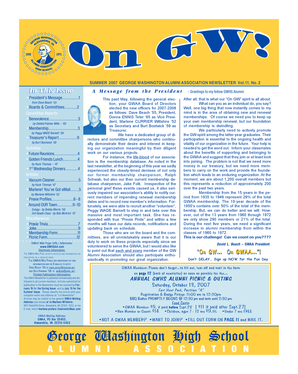 SUMMER 2007 GEORGE WASHINGTON ALUMNI ASSOCIATION NEWSLETTER Vol