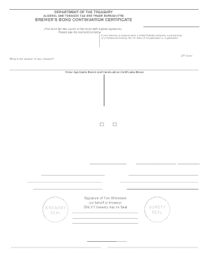 brewers bond continuation certificate form