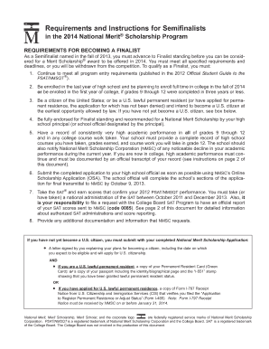 national merit requirements and instructions for semi finalists form