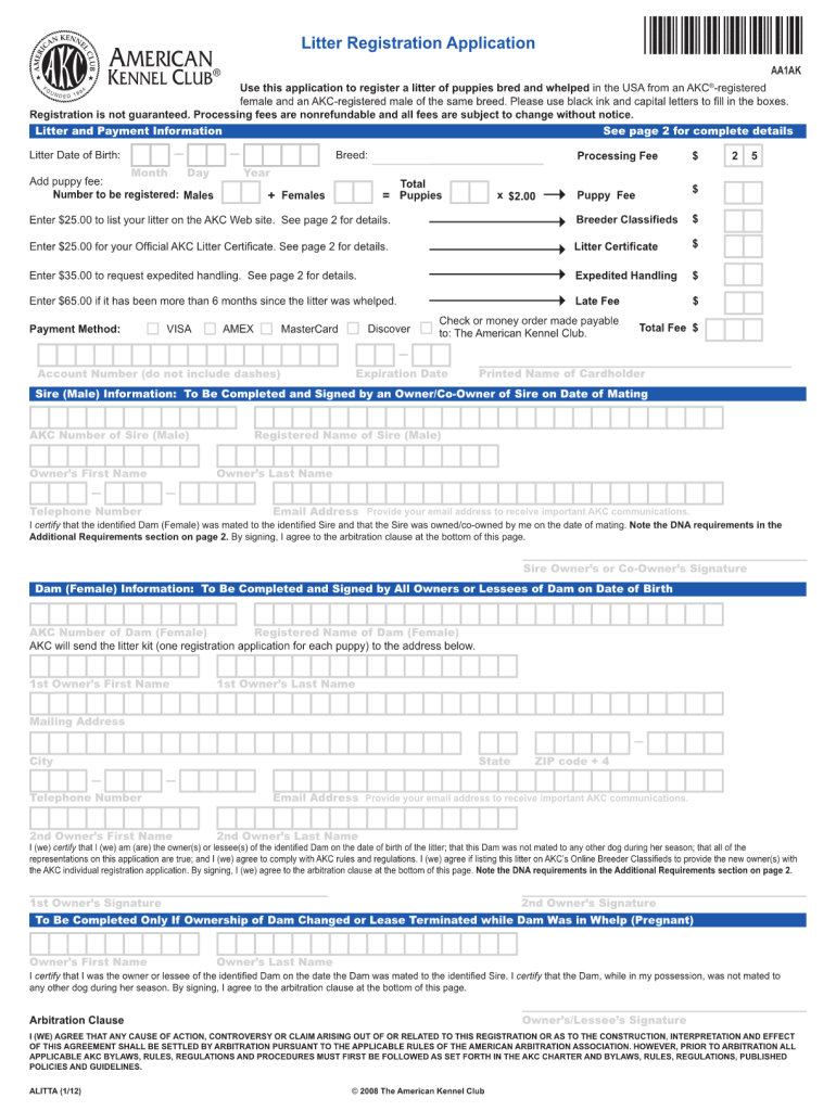Akc Registration Form Example Fill Online, Printable, Fillable, Blank