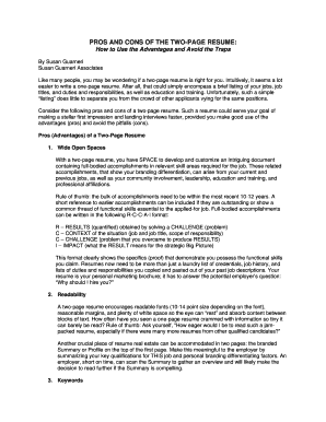 what are the pros and cons of a print resume form