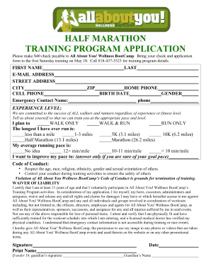 blank marathon training calendar