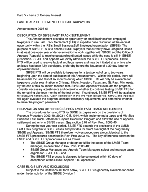 Application for SB/SE-Appeals Fast Track Settlement - irs