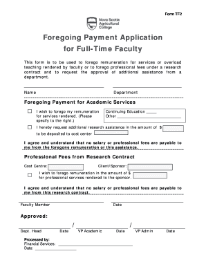 form foregoing remuneration for sevices