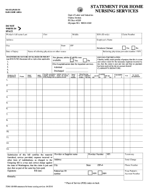 department of labor and industries statement for home nursing services form