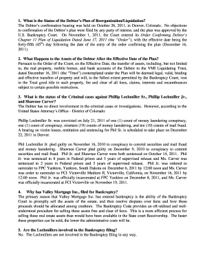 1. What Is The Status Of The Debtor's - Valley Mortgage Receivership