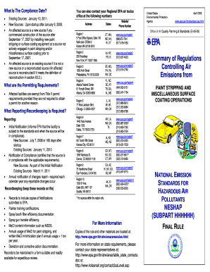 subpart hhhhh requirements summary form