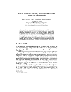 using wordnet to turn a folksonomy into a hierarchy of concepts form