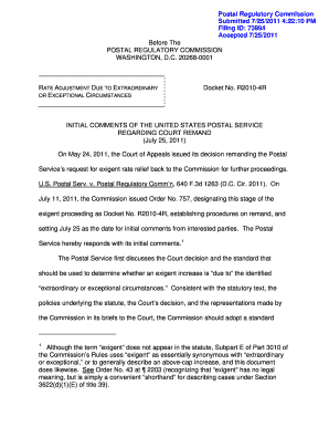 Initial Remand - U.S. Postal Regulatory Commission - prc