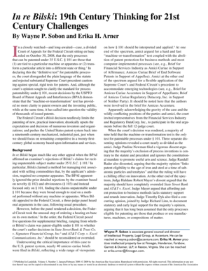 In re Bilski: 19th Century Thinking for 21st Century ... - Finnegan