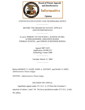 Ex parte ROBERT PETER SCHOLL, RAINER HILBIG, ACHIM KOERBER, JOHANNES BAIER, THOMAS JUESTEL, and CORNELIS REINDER RONDA - uspto