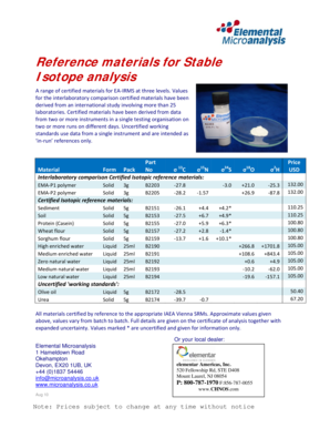 Reference materials for Stable Isotope analysis - Isogeochem