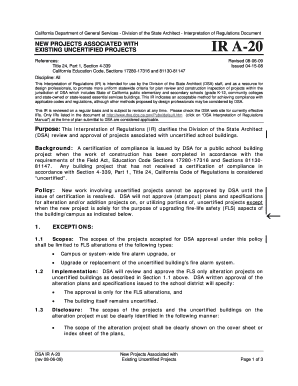IR A -20: New Projects Associated With Existing Uncertified Projects - cashnet